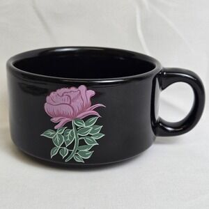 Tequila Rose Strawberry Cream Liqueur Soup Coffee Mug Black Floral Design